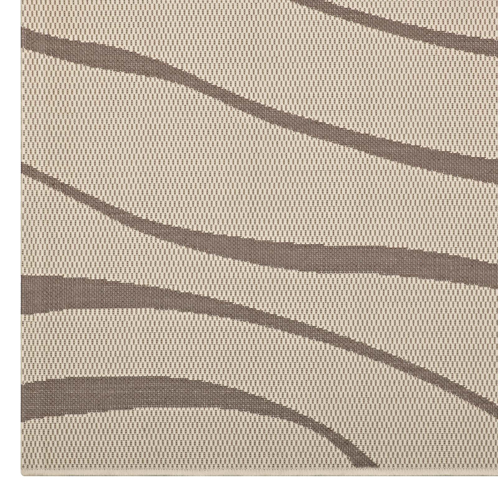 Surge Swirl Abstract Indoor and Outdoor Area Rug | Light and Dark Beige | 5X8 &amp; 8X10 Size Options | Tight Low Pile Weave | Gripping Rubber Underside | 100% Soft Polypropylene | Pack Of 2 image 3