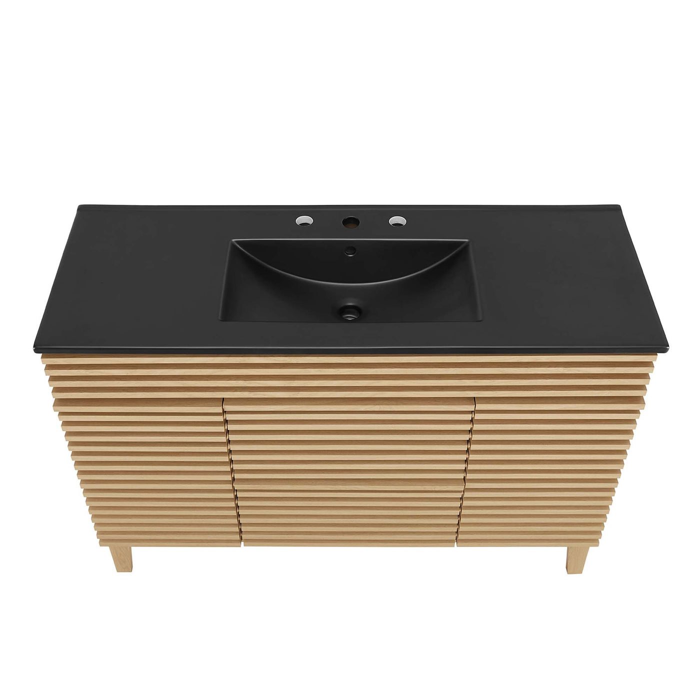 Bathroom Vanity With Sink | Walnut Black, Charcoal Black, Gray Black, White Black, White Walnut Black & Oak Black Color Options | 48" Single Or 48" Double Size Options | Render Series | Full Extension Drawer | Modern & Sleek  Design image 5