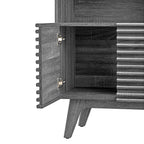Render Display Cabinet Bookshelf | Oak &amp; Charcoal Color Options | Mid-Century Display Cabinet | Smooth Wood Grain Laminate | Soft-Close Hinges image 9