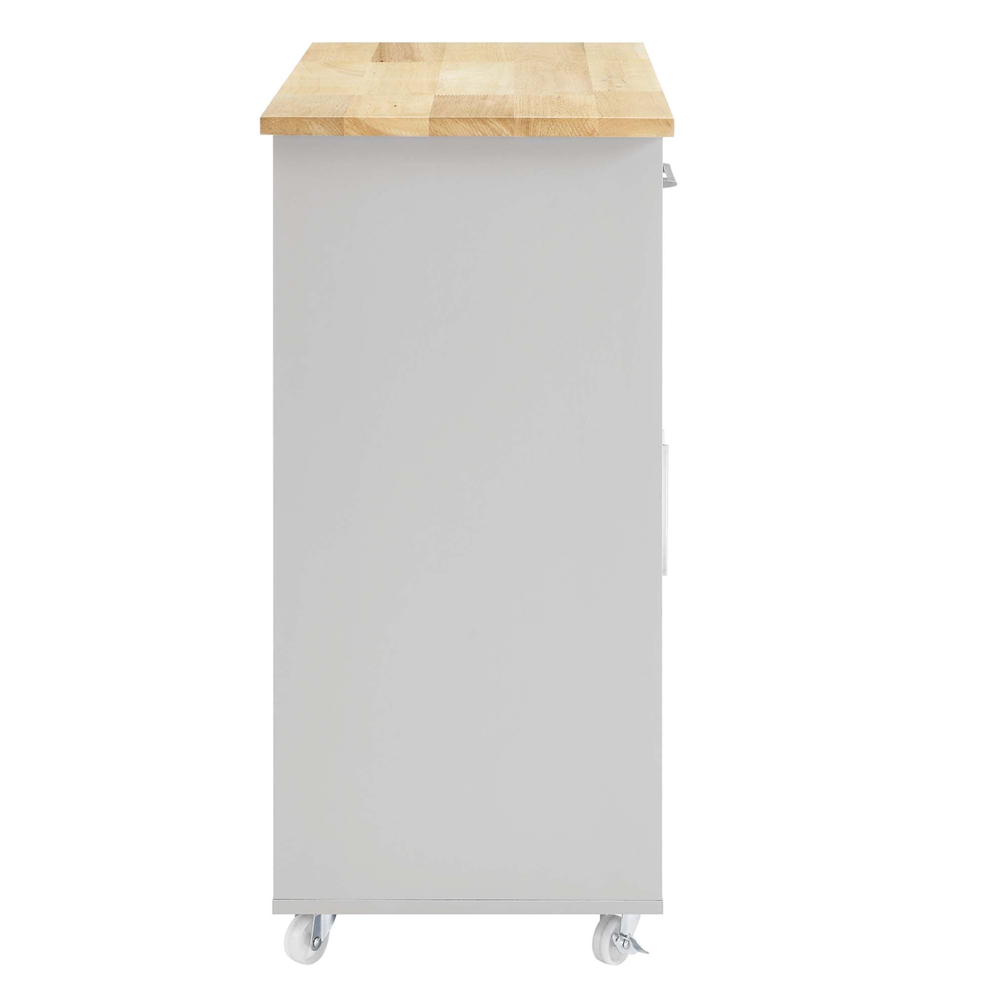 Cuisine Kitchen Cart | Rubberwood Top | Light Gray Natural, White Natural, Charcoal Natural &amp; Oak White Options image 1