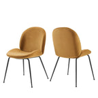 Scoop Dining Chairs – Set of 2, Black Powder-Coated Steel Legs, Performance Velvet Upholstery image 4