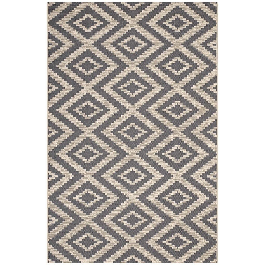Jagged Geometric Diamond Trellis Indoor and Outdoor Area Rug | Gray and Beige | 5X8 &amp; 8X10 Size Options | Tight Low Pile Weave | Gripping Rubber Underside | 100% Soft Polypropylene | Pack Of 2 image 8