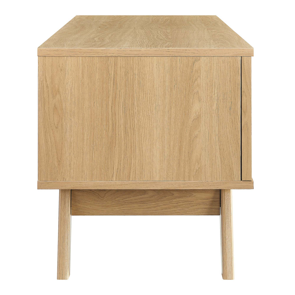Soma 47" TV Stand | Oak &amp; Walnut Finish Options | Contemporary TV Stand | Natural Rattan Weave | MDF and Particleboard | Cable Management Holes | Sliding Doors image 6