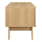 Soma 47" TV Stand | Oak &amp; Walnut Finish Options | Contemporary TV Stand | Natural Rattan Weave | MDF and Particleboard | Cable Management Holes | Sliding Doors image 6