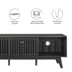Iterate 59" TV Stand | Charcoal &amp; Walnut Finish Options | Contemporary TV Stand | Particleboard Construction | Wood Grain Laminate | Cable Management Holes | Slatted Sliding Doors image 3