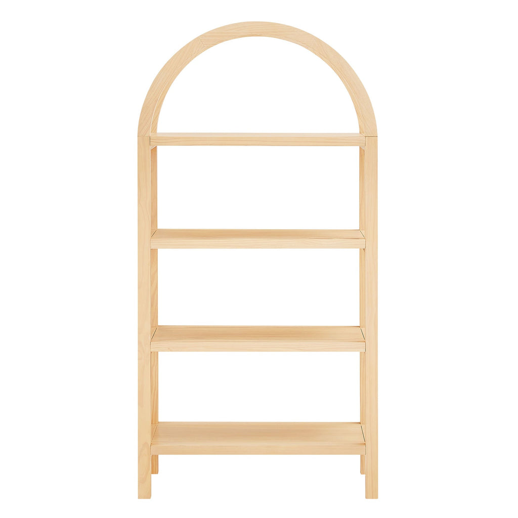 Vexley 72 Inch Large Arched Bookshelf  | Natural, Black &amp; Walnut Color Options | Pine Wood Frame | Sculptural Arched Silhouette | 4 Pine Veneer Shelves image 9