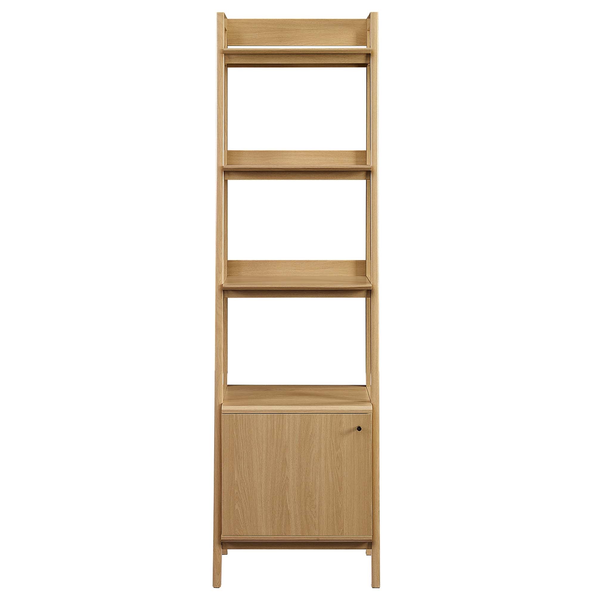 Bixby 21" Bookshelf | Walnut, Walnut White &amp; Oak Color Options | Particleboard &amp; MDF | Concealed Storage Area | White Shelves | Tiered Bookshelf image 6