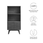 Render Display Cabinet Bookshelf | Oak &amp; Charcoal Color Options | Mid-Century Display Cabinet | Smooth Wood Grain Laminate | Soft-Close Hinges image 4