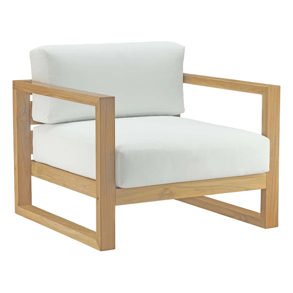 Upland Teak Outdoor Patio Armchair in Natural White image 1