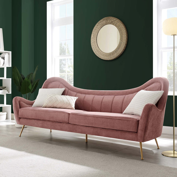 Cheshire Channel-Tufted Performance Velvet Sofa in Dusty Rose image 9