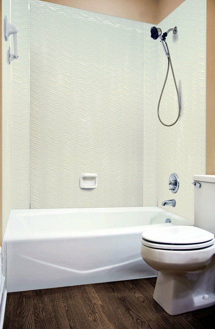 Wavation Shower Wall Tiles For Shower and Tub Surrounds | Glue Up Easy To Install | 3 Wall Set image 3