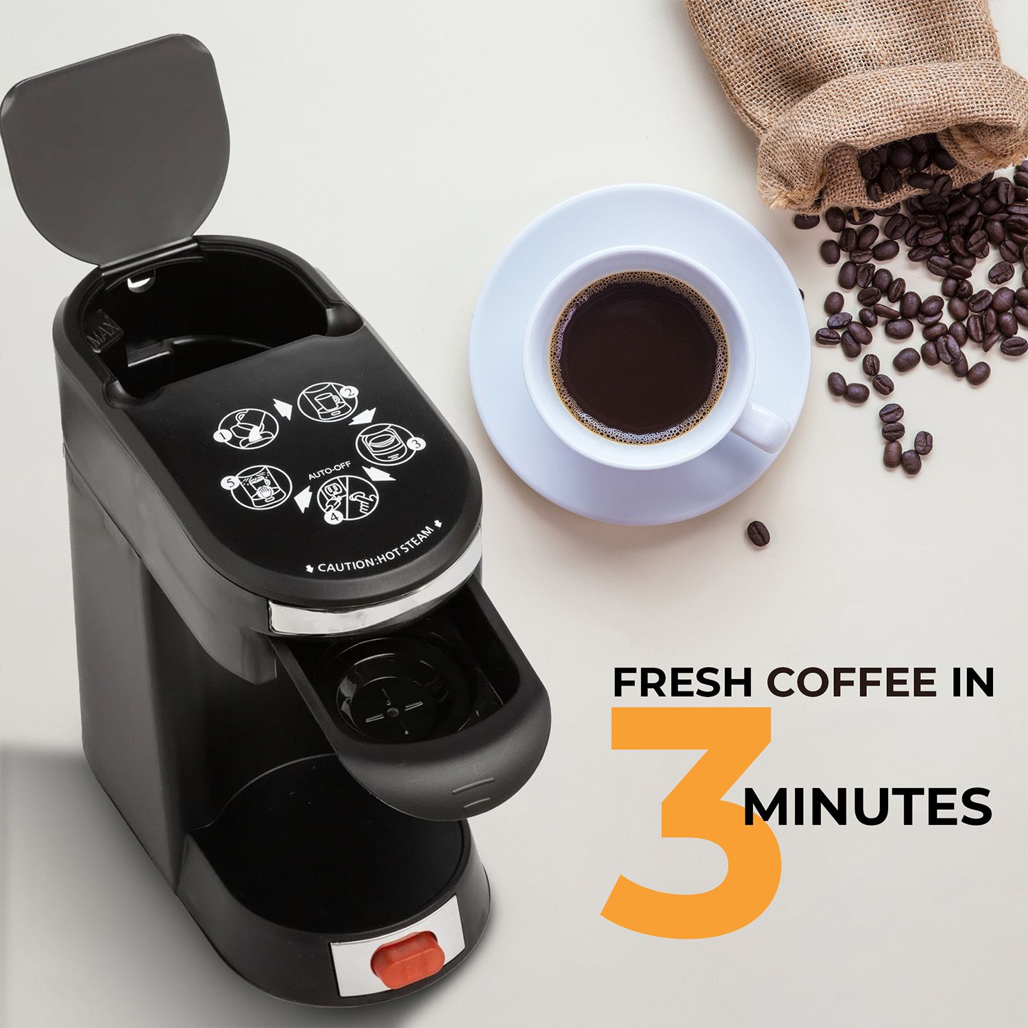 550 Watt 1 Cup Coffee Maker | Anti Drip & Automatic Shut Off For Safety & Convenience | Instant Brew | ETL Listed | Compact Coffee Maker | Pack Of 6 image 2