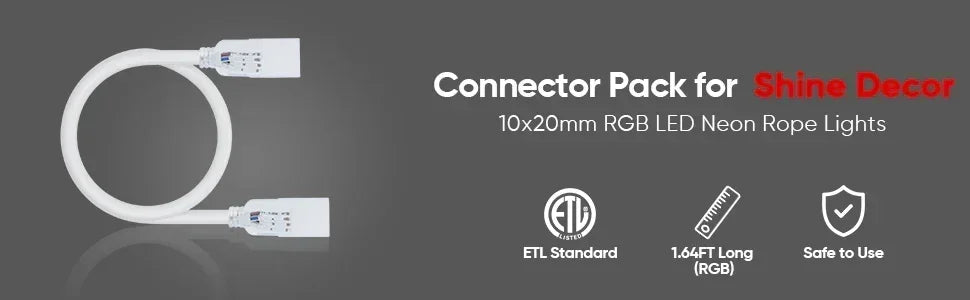 (Pack Of 2) Connector  for 110V 10x20mm RGB Neon Light-Eco RGB Neon