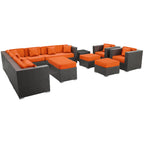 Cohesion 11-Piece Outdoor Patio Sectional Set in Espresso and Orange image 2