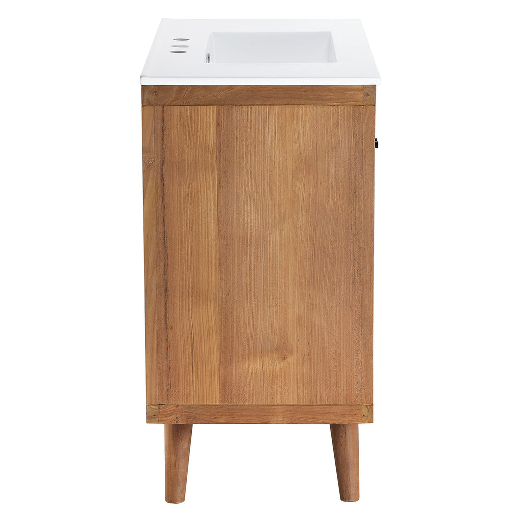 Bathroom Vanity With Sink | Natural White Color Option | 24" Or 36" Size Options | Birdie Series | Full Extension Drawer | Modern & Sleek  Design image 7