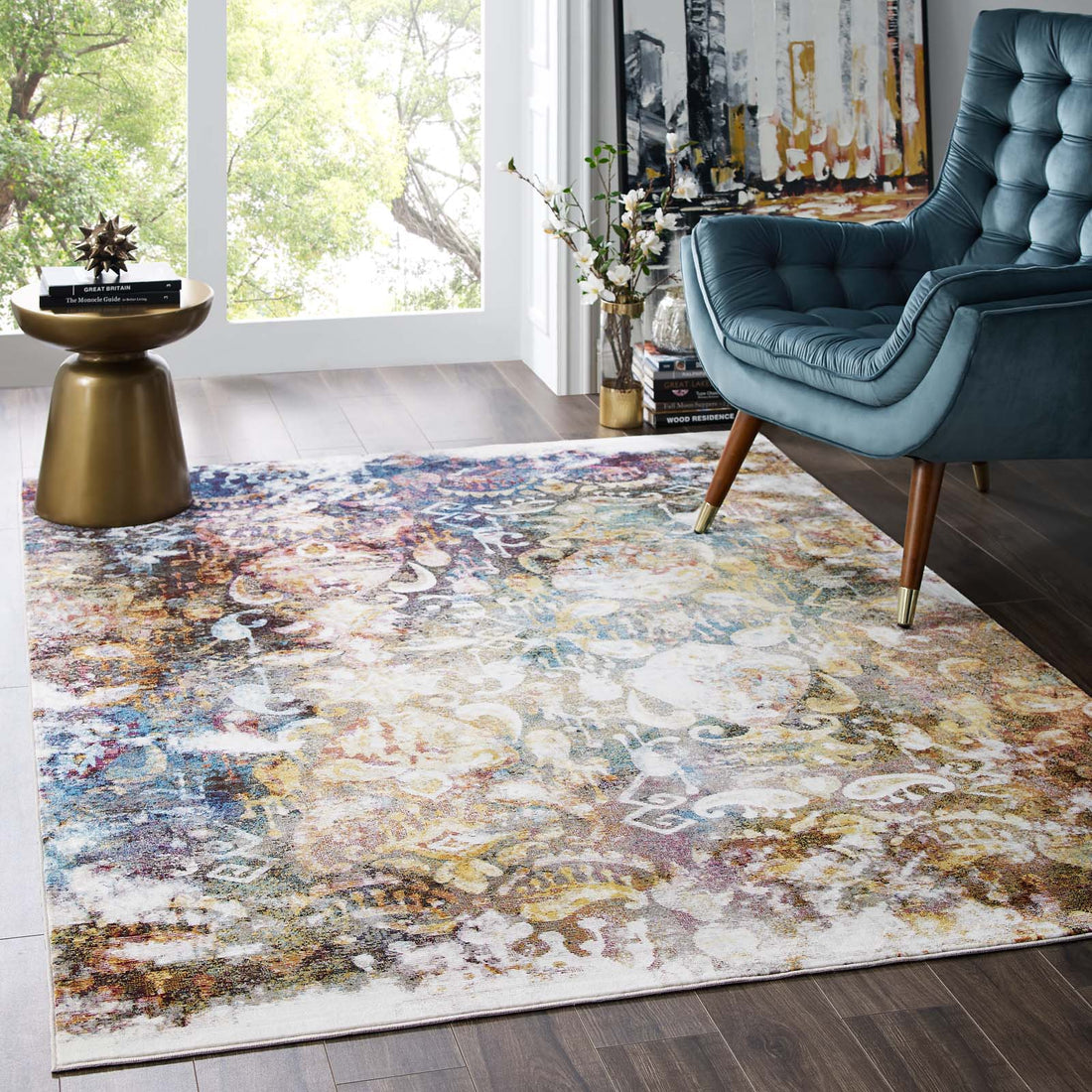 Multicolored Success Jayla Transitional Distressed Vintage Floral Moroccan Trellis Area Rug | 4X6, 5X8 &amp; 8X10 Size Options  | Tight Low Pile Weave | Gripping Rubber Underside | 100% Soft Cross-Woven Polypropylene image 2
