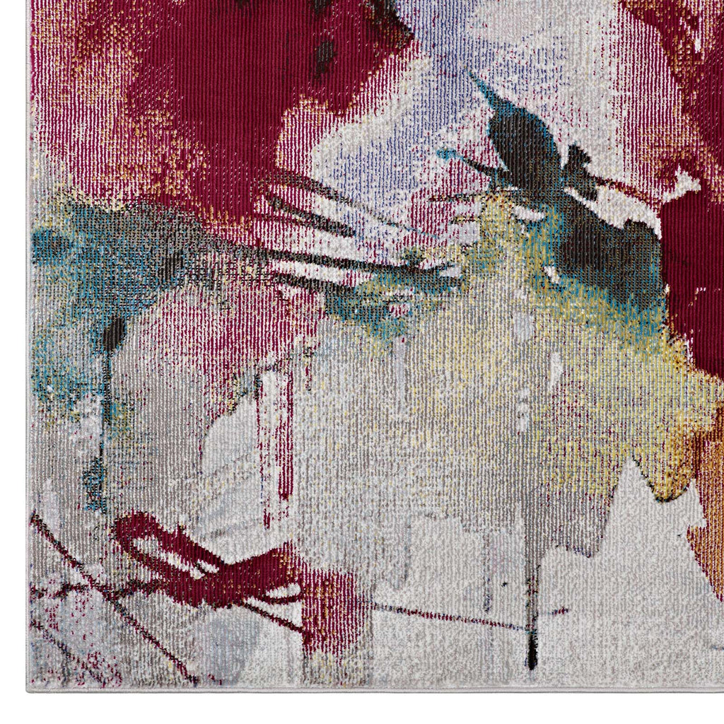 Multicolored Blume Abstract Floral 4x6 Area Rug | Tight Low Pile Weave | Gripping Grooved Rubber Underside | 100% Polypropylene | Pack Of 2 image 1