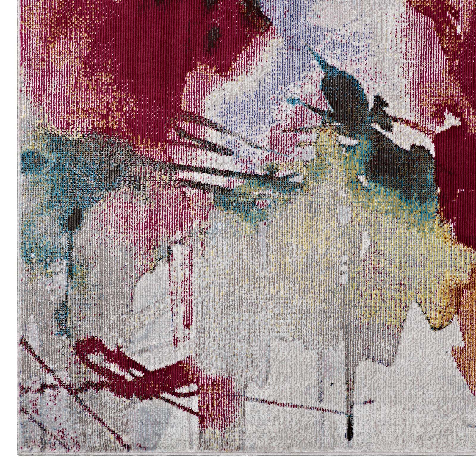 Multicolored Blume Abstract Floral 4x6 Area Rug | Tight Low Pile Weave | Gripping Grooved Rubber Underside | 100% Polypropylene | Pack Of 2 image 1