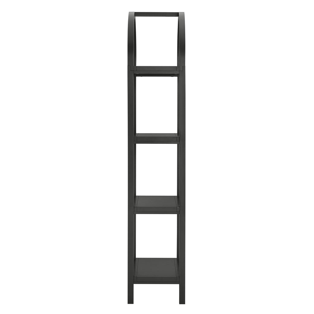 Vexley 72 Inch Tall Narrow Arched Bookshelf | Natural, Black &amp; Walnut Color Options | Pine Wood Frame | Sculptural Arched Silhouette | 4 Pine Wood Shelves image 8