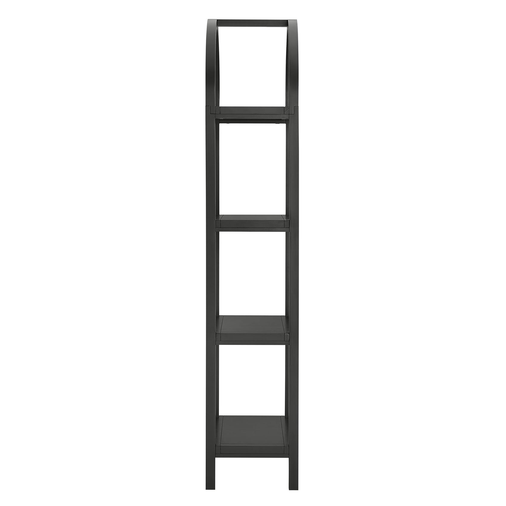 Vexley 72 Inch Tall Narrow Arched Bookshelf | Natural, Black &amp; Walnut Color Options | Pine Wood Frame | Sculptural Arched Silhouette | 4 Pine Wood Shelves image 8