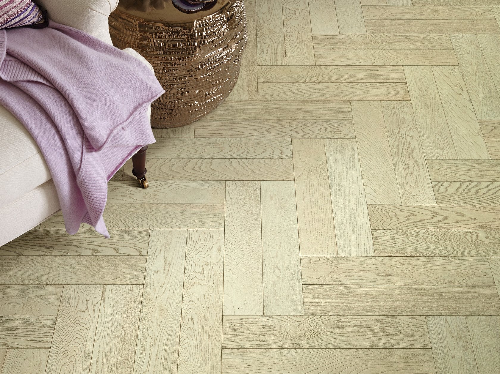 Empire Oak Herringbone | The Gallery Collection | Astor Shade | White Oak | UV Aluminum Oxide Finish | 1.2 mm Veneer Thickness | 27.9 Sq. Ft. Per Carton image 1
