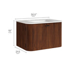 Wall Mount Bathroom Vanity With Marble Sink | Zia Series | 24" & 30" Sizes Available | Natural, Ivory & Walnut Color Options | Modern Design | Soft-Close Hinges | 8" Widespread Faucet Holes | Fluted Pattern image 2