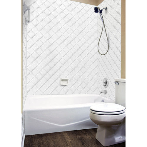 Argyle Shower Wall Tiles For Shower and Tub Surrounds | Glue Up Easy To Install | 3 Wall Set image 7