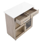 Culinary Kitchen Cart With Towel Bar | Rubberwood Top | Light Gray Natural, White Natural, Charcoal Natural &amp; Oak White Options image 8