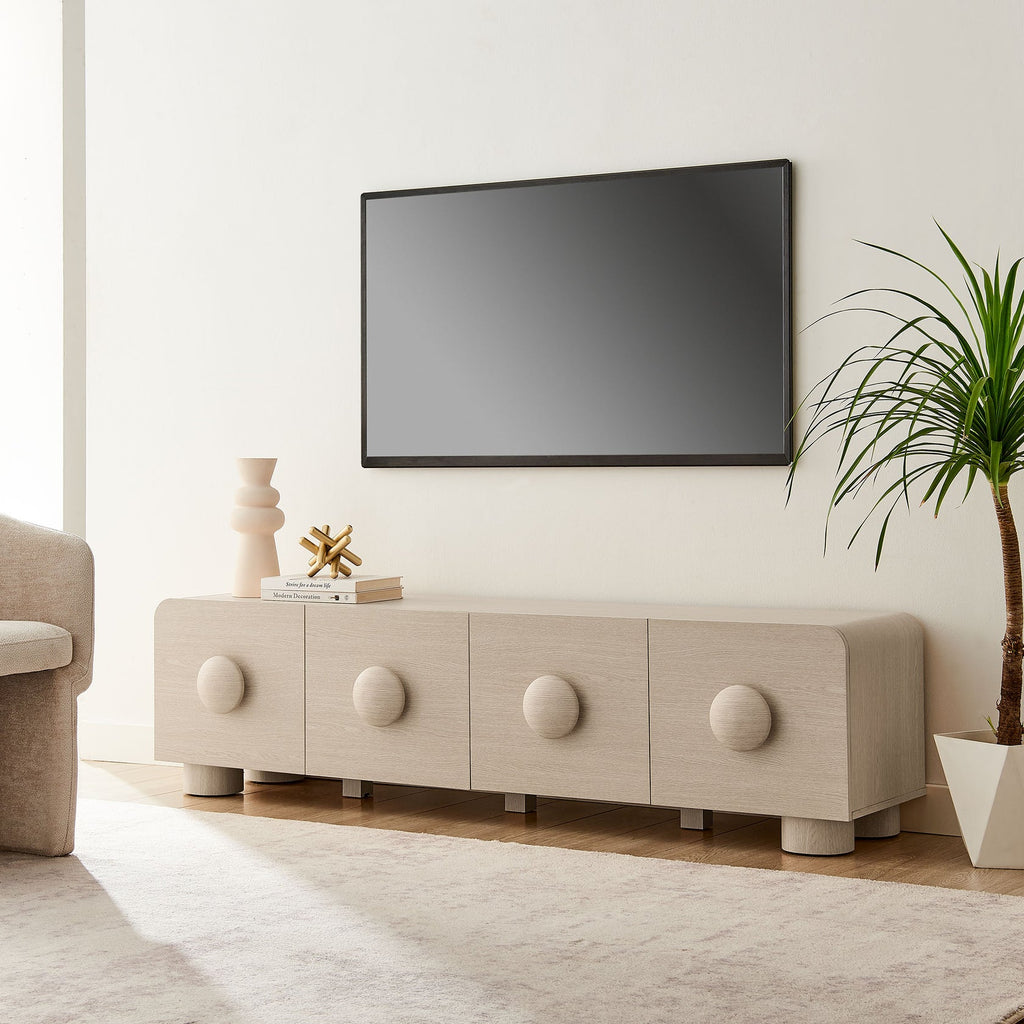 Sonnet 69" Low Profile TV Stand | Black &amp; Ash Finish Options | Low Profile Media Console | Wood Grain Paper Laminate | Non-Marking Foot Glides | Full-Glide Drawers image 0