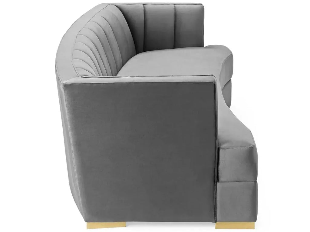 Encompass Channel-Tufted Performance Velvet Curved Sofa image 6
