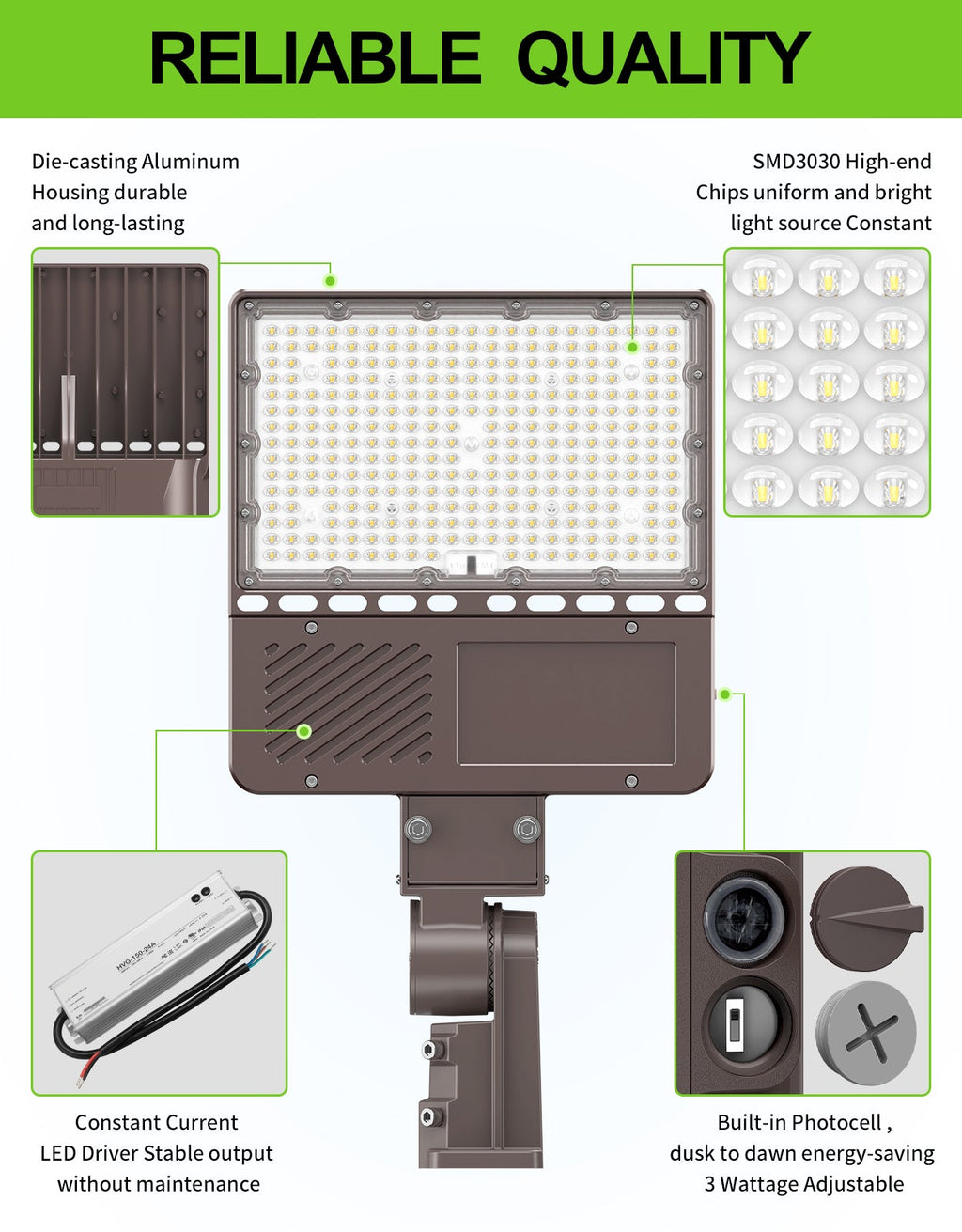 Commercial LED Pole Lighting 90W – 320W Photocell | IP65 | 4.5K - 5.7K | Outdoor & Area Light image 1
