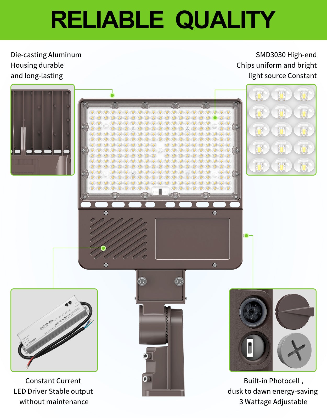 Commercial LED Pole Lighting 90W – 320W Photocell | IP65 | 4.5K - 5.7K | Outdoor & Area Light image 1