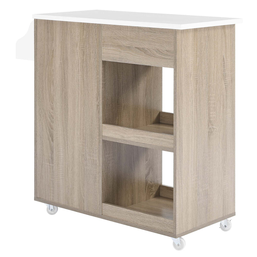 Culinary Kitchen Cart With Spice Rack | Rubberwood Top | Light Gray Natural, White Natural, Charcoal Natural &amp; Oak White Options image 3