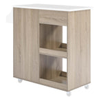 Culinary Kitchen Cart With Spice Rack | Rubberwood Top | Light Gray Natural, White Natural, Charcoal Natural &amp; Oak White Options image 3