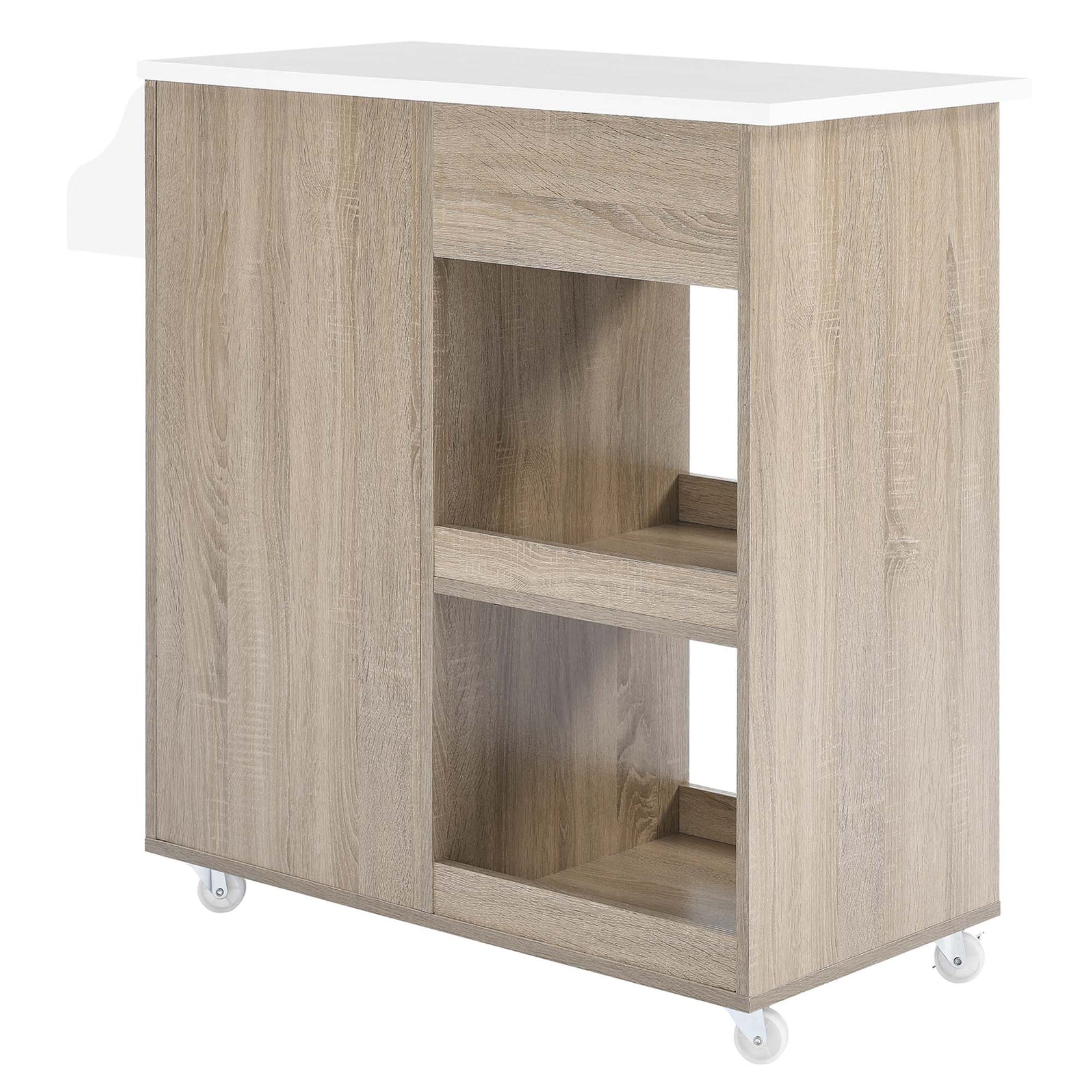 Culinary Kitchen Cart With Spice Rack | Rubberwood Top | Light Gray Natural, White Natural, Charcoal Natural &amp; Oak White Options image 3