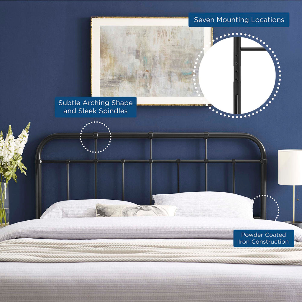 Alessia Metal Queen Height Adjustable Headboard | Powder Coated Iron Construction | Twin, Full, Queen &amp; King Sizes Available | Black, Gray, Gold &amp; White Color Options | Pack Of 2 image 2