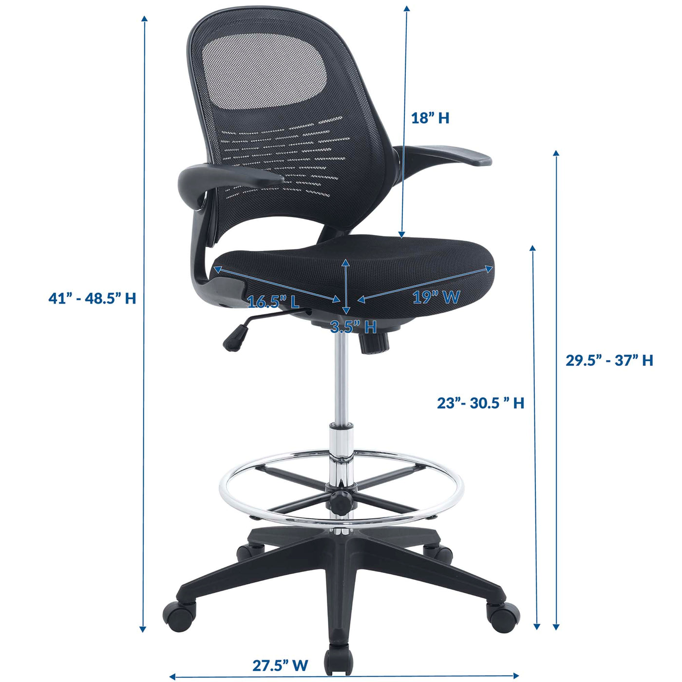 Stealth Drafting Chair in Black image 2