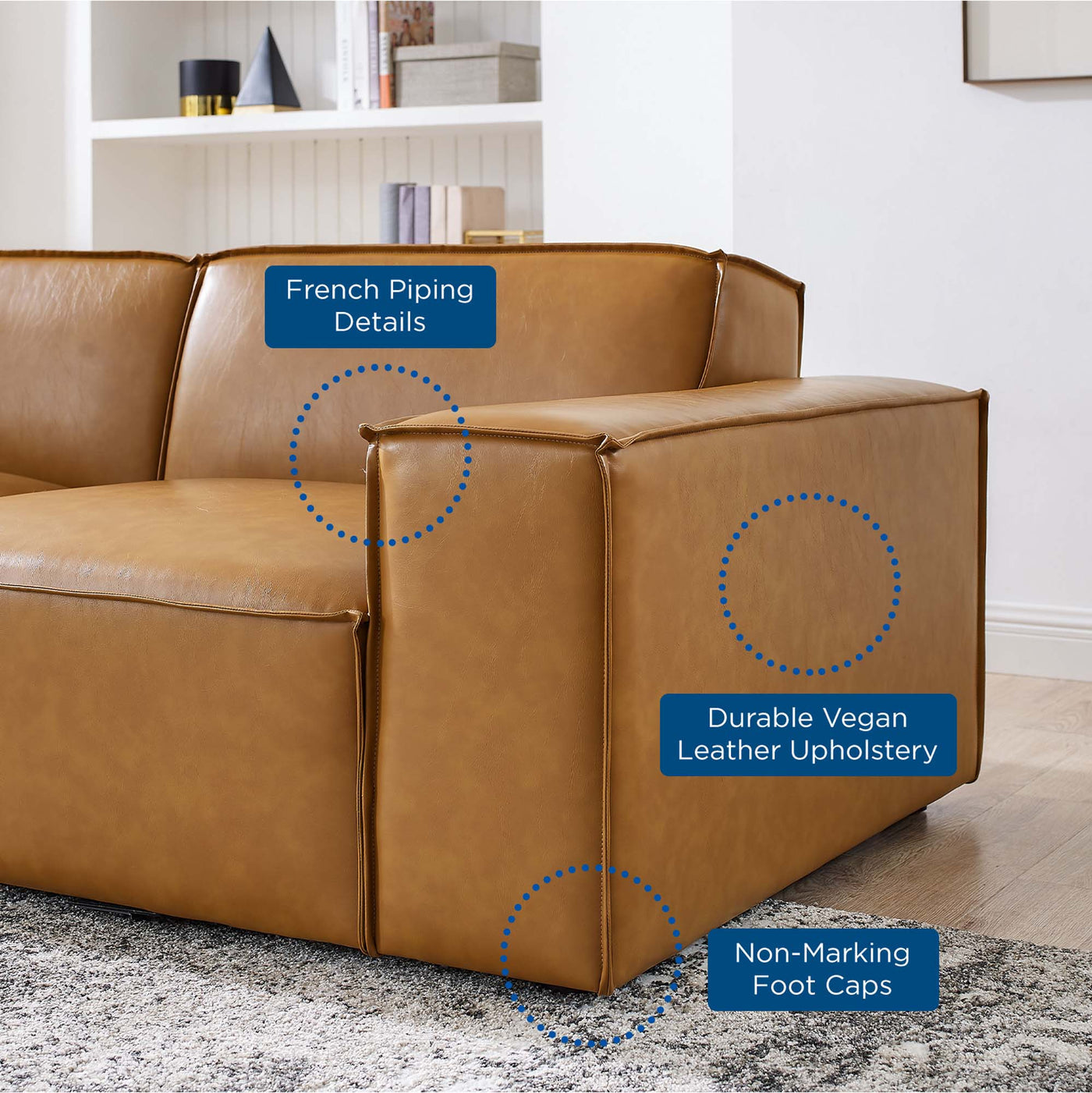 Restore 4-Piece Tan Vegan Leather Sectional Sofa image 11