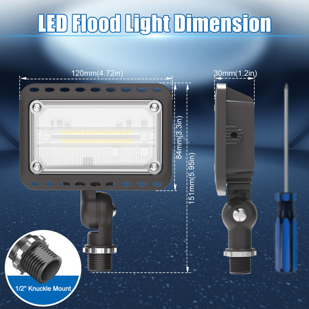 15W - 45W Outdoor LED Flood Security Lights | 5000K | 1500LM - 5400LM | UL, CE, FCC, ROHS, DLC Approved | IP65 Waterproof Landscape Lighting, Knuckle Mount, Bronze, Outdoor Garden Area Security Floodlight image 9