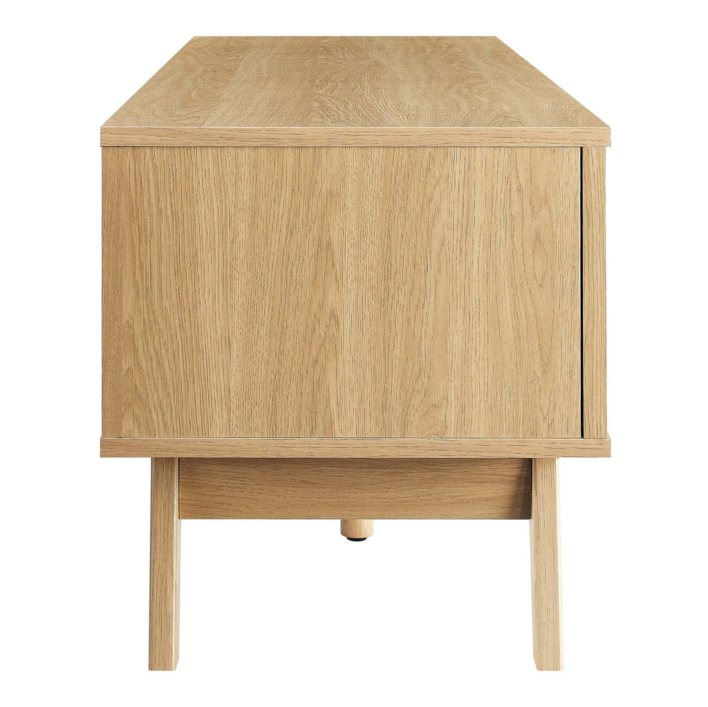 Soma 60" TV Stand | Oak &amp; Walnut Finish Options | Contemporary TV Stand | Natural Rattan Weave | MDF and Particleboard | Cable Management Holes | Sliding Doors image 7