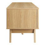 Soma 60" TV Stand | Oak &amp; Walnut Finish Options | Contemporary TV Stand | Natural Rattan Weave | MDF and Particleboard | Cable Management Holes | Sliding Doors image 7