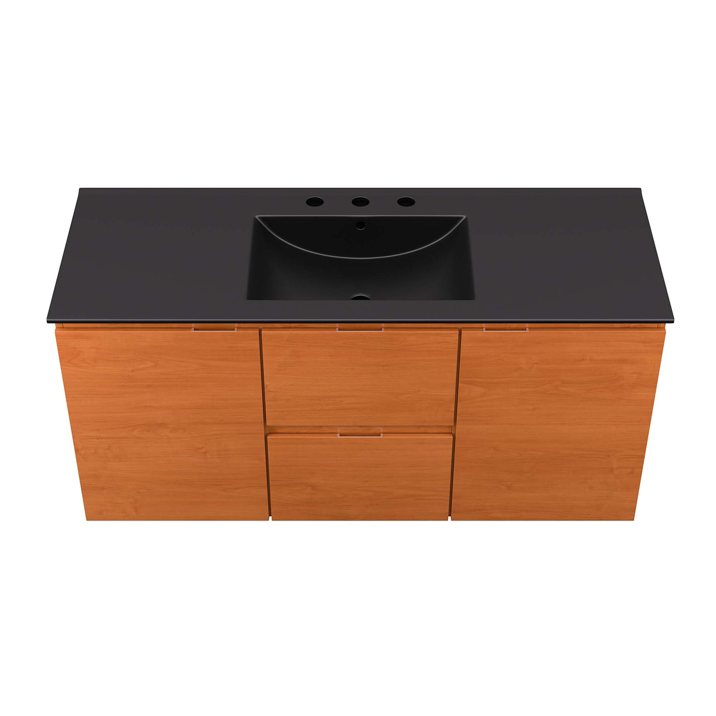 Wall Mount Bathroom Vanity With Sink | Cherry White & Cherry Black Color Options | 18", 24", 36" & 48" Size Options | Scenic Series | Full Extension Drawer | Ceramic Sink Basin | Drywall Friendly Mounting Cleat image 7