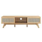 Soma 60" TV Stand | Oak &amp; Walnut Finish Options | Contemporary TV Stand | Natural Rattan Weave | MDF and Particleboard | Cable Management Holes | Sliding Doors image 4