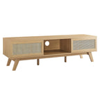 Soma 60" TV Stand | Oak &amp; Walnut Finish Options | Contemporary TV Stand | Natural Rattan Weave | MDF and Particleboard | Cable Management Holes | Sliding Doors image 8