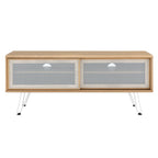 Nomad 47" TV Stand | Oak &amp; Walnut Finish Options | Industrial Modern TV Stand | Sliding Mesh Doors | Honeycomb Core | Wood Grain Laminate | Hairpin Legs image 5