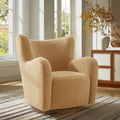 Montrose Wingback Sherpa Swivel Accent Chair in Camel Walnut image 0