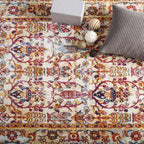 Antique Floral Design | Area Rug | Vintage Floral Lattice Rug in 8 FT X 10 FT And 5 FT X 8 FT | With Rubber Gripping Underside image 5