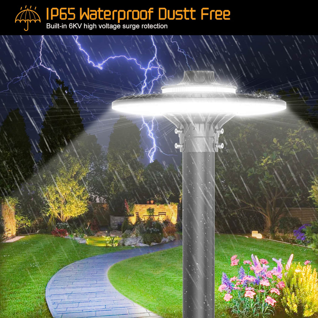 LED Post Top Pole Light with Dusk to Dawn Photocell, 60W/80W/100W/120W/150W/200W Options, 3000K/4000K/5000K CCT Tunable, LED Garden Area Lights for Pathway IP65 Waterproof image 9
