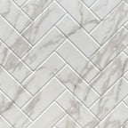 Herringbone Shower Wall Tiles For Shower and Tub Surrounds | Glue Up Easy To Install | 3 Wall Set image 6