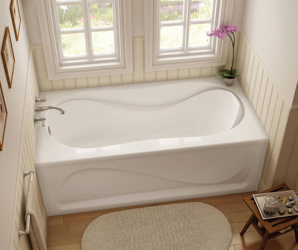 MAAX 60"W x 30"D x 21"H White Bathtub | Cocoon Series | Left Or Right Drain Location Options | Durable High Shine Acrylic | Headrest Channel | Integral Flange image 2